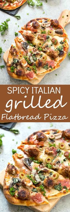 Easy Spicy Italian Sausage Grilled Flatbread Pizza