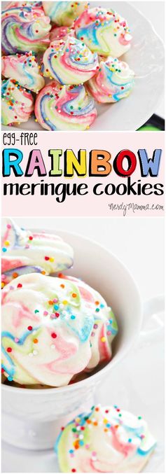 Egg-free Rainbow Meringue Cookies (vegan