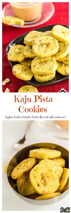 Eggless Kaju Pista Cookies (Cashew Pistachio Cookies