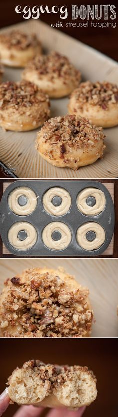 Eggnog Donuts with Streusel Topping