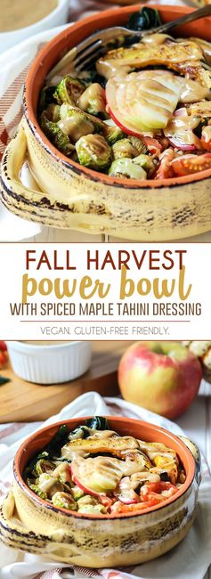 Fall Harvest Power Bowl with Spiced Maple Tahini Dressing