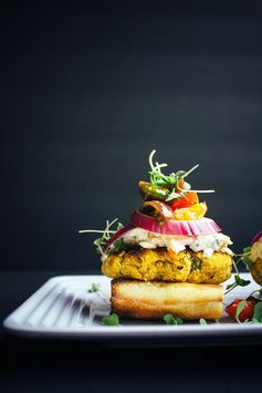 Farmer's Garden Stuffed Pimiento Cheese Veggie Burgers