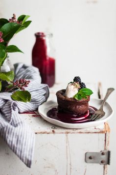 Flourless Chocolate Blackberry Tortes