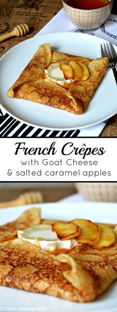 French Crêpes with Goat Cheese and Salted Caramel Apples