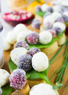 Frosted Cranberries with Boursin Cheese Crostini