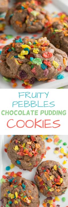 Fruity Pebbles Chocolate Pudding Cookies