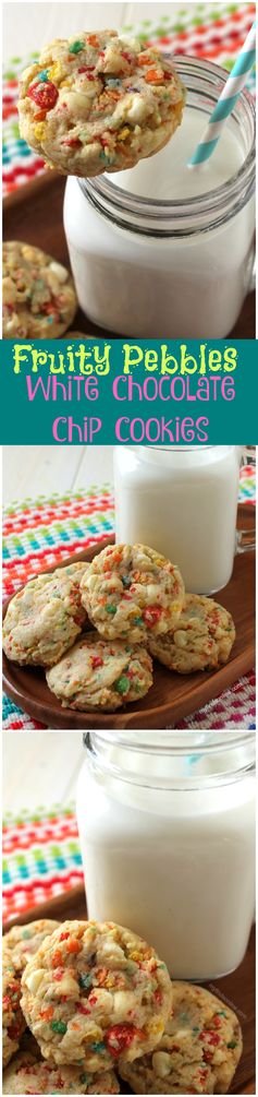 Fruity Pebbles White Chocolate Chip Cookies