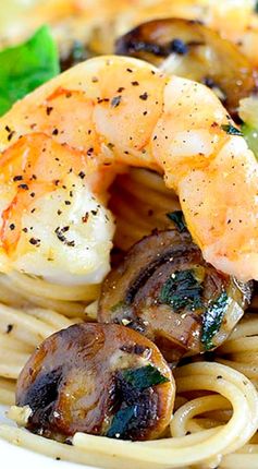 Garlic Mushroom and Zucchini Pasta with Shrimp