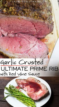 Garlic Spiked Prime Rib Roast with Red Wine Sauce