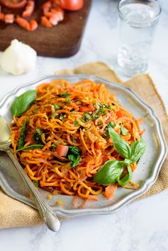 Garlic Tomato Basil Sweet Potato Noodles