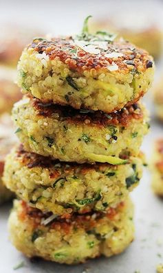 Garlicky & Cheesy Quinoa Zucchini Fritters