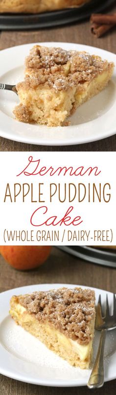 German Apple Pudding Cake (100% whole grain, dairy-free