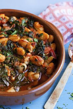 Gigantes with tomatoes and greens