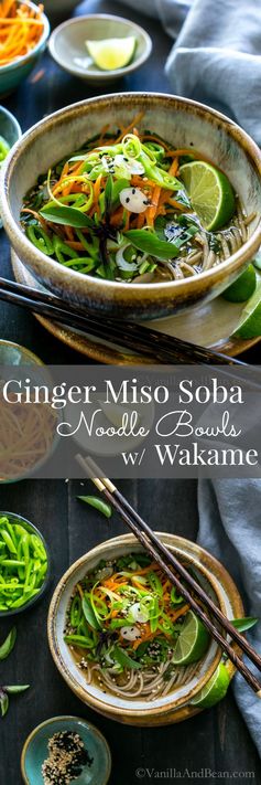 Ginger Miso Soba Noodle Bowls with Wakame