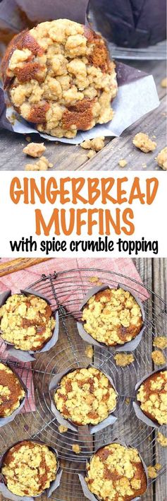 Gingerbread Muffins with Spiced Crumb Topping