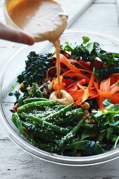 Gingery Thai Kale Salad with Cashew Dressing