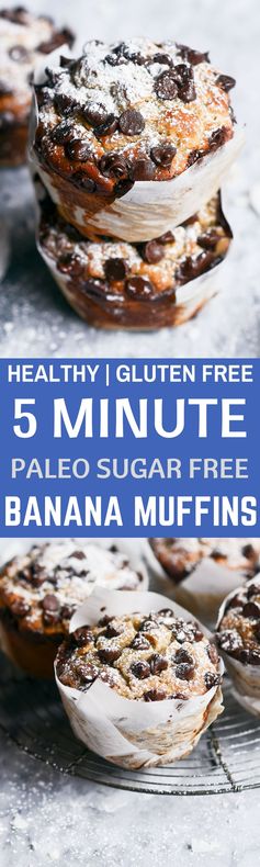 Gluten Free Paleo 5 Minute Banana Muffins