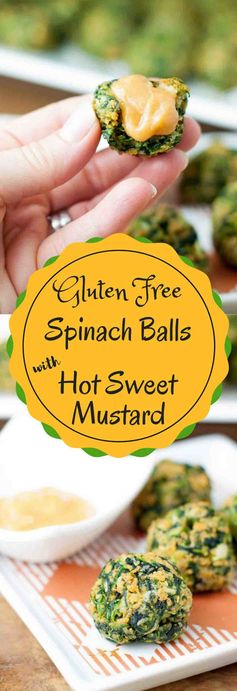 Gluten Free Spinach Balls with Hot Sweet Mustard