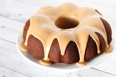 Gluten free vegan gingerbread bundt cake with espresso glaze