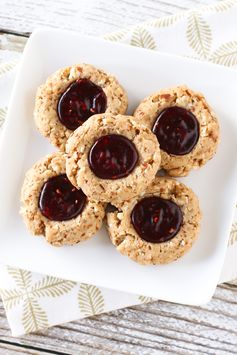 Gluten free vegan raspberry thumbprint cookies