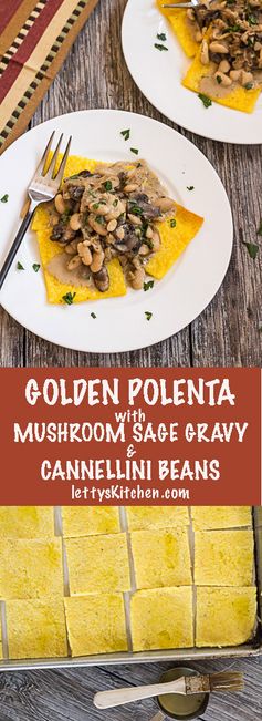 Golden Polenta with Cannellini Beans and Mushroom Sage Gravy