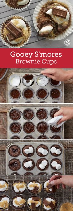 Gooey S’mores Brownie Cups