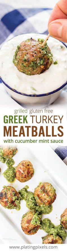 Greek Turkey Meatballs with Cucumber Mint Sauce