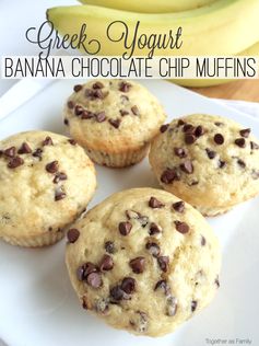 Greek Yogurt Banana Chocolate Chip Muffins