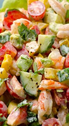 Greek Yogurt Shrimp, Avocado and Tomato Salad