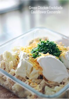 Green Chicken Enchilada Cauliflower Casserole - Low Carb