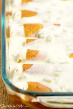 Green Chile Chicken Enchiladas with White Sauce