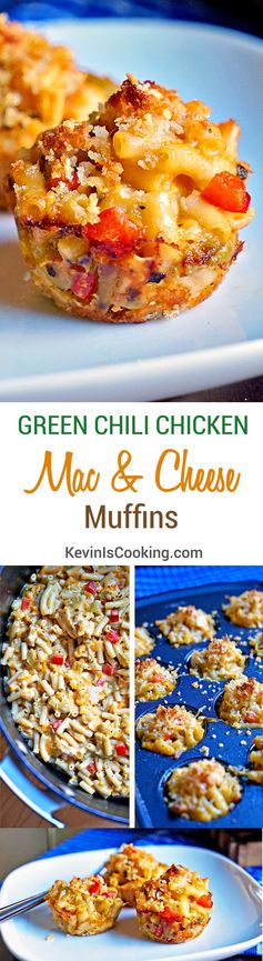 Green Chili Chicken Mac and Cheese Muffins