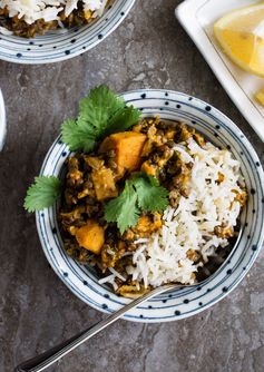 Green Lentil Curry with Kale & Yam