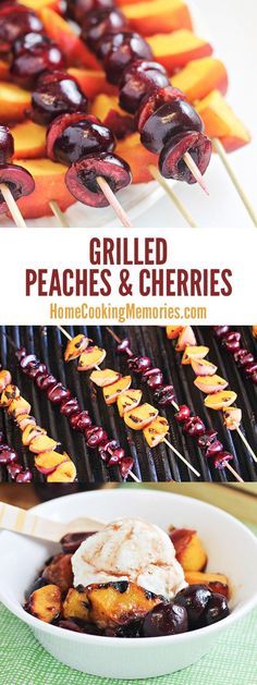 Grilled Peaches and Cherries with Cinnamon-Honey Syrup