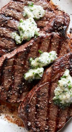 Grilled Rib Eye Steak with Parrano Herb Compound Butter