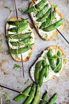 Grilled Snap Pea and Whipped Ricotta Toast