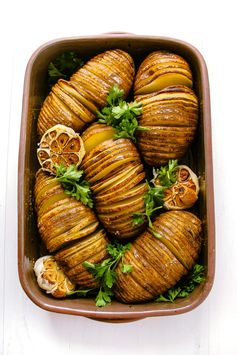 Hasselback Potatoes with Lemon and Roasted Garlic