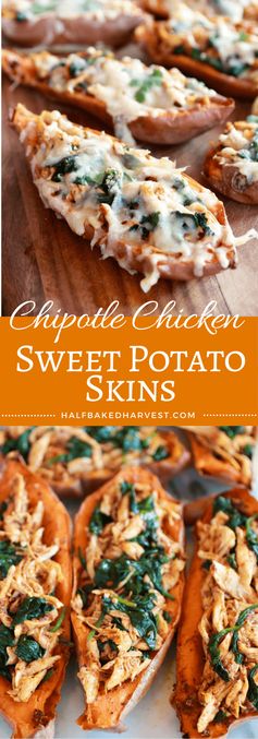 Healthy Chipotle Chicken Sweet Potato Skins