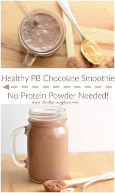 Healthy Chocolate Peanut Butter Protein Smoothie (no weird powder needed