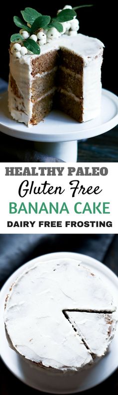 Healthy Gluten Free Paleo Banana Cake With Simple White Frosting