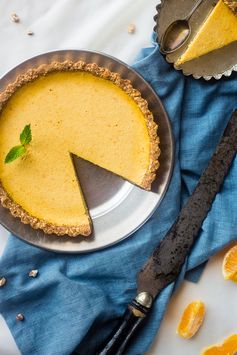 Healthy Orange Pie with Almond Crust (High Protein + Gluten Free