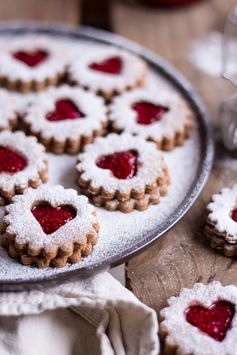 Healthy Peanut Butter & Jelly Christmas Cookies (German Spitzbuben