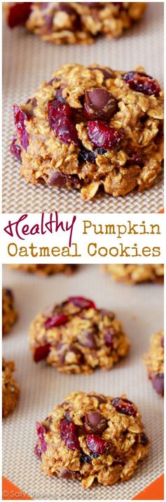 Healthy Pumpkin Chocolate Chip Oatmeal Cookies