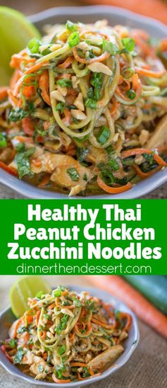 Healthy Thai Peanut Chicken Zucchini Noodles