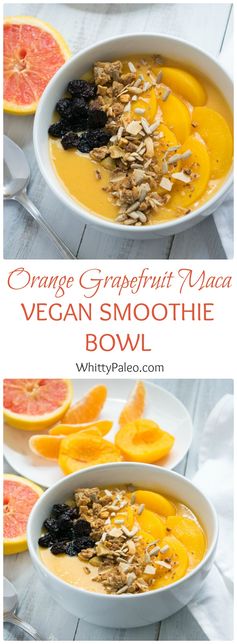 Healthy Vegan Orange Grapefruit Smoothie Bowl