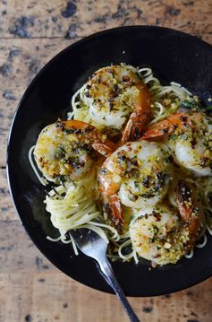 Herbed Shrimp Capellini with Spicy Bread Crumbs