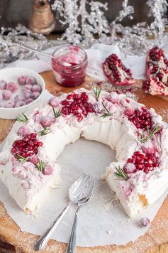 Holiday Cranberry and Pomegranate Pavlova