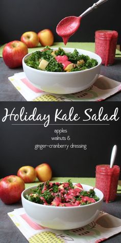 Holiday Kale Salad with Warm Ginger Cranberry Dressing