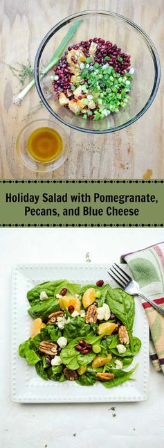 Holiday Salad with Pomegranate, Pecans, and Blue Cheese