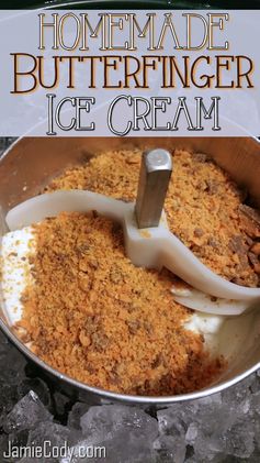 Homemade Butterfinger Ice Cream